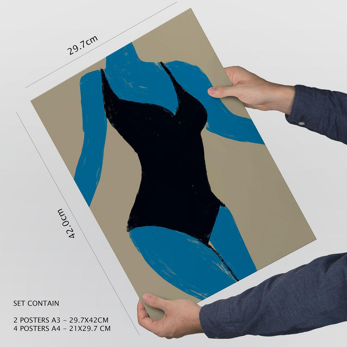 POSTER Set Mit 6 Mettle Körper 1 In Weibliche Zusammenfassung A3 & A4 Rahmenlos - Klar, Papier (29/3cm) - Nacnic