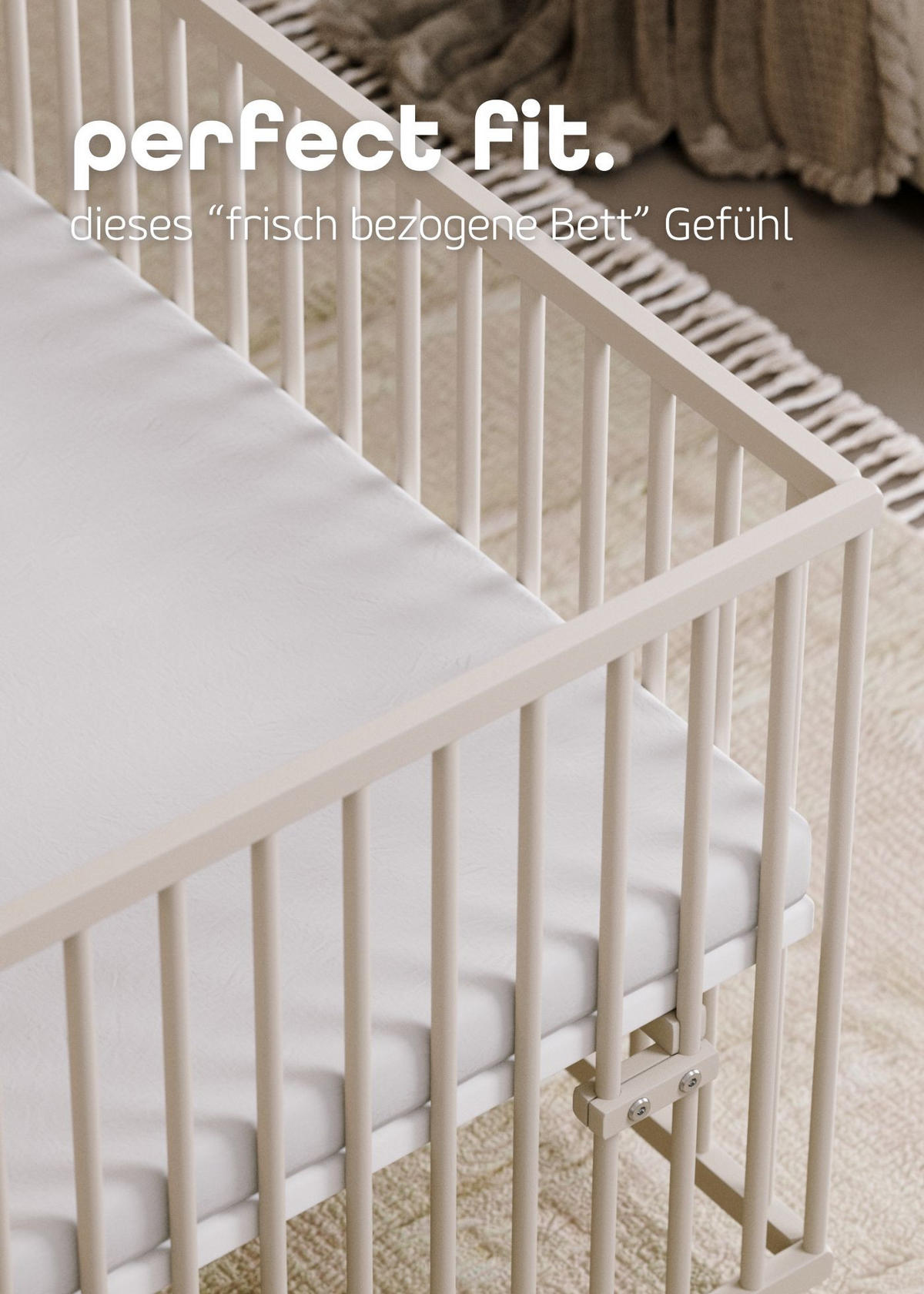 SPANNBETTLAKEN 120x120 cm Jersey weiß | Spannbetttuch für Laufgitter & Babymatratzen - Weiß, Textil (120/120cm) - Sämann – make a difference.