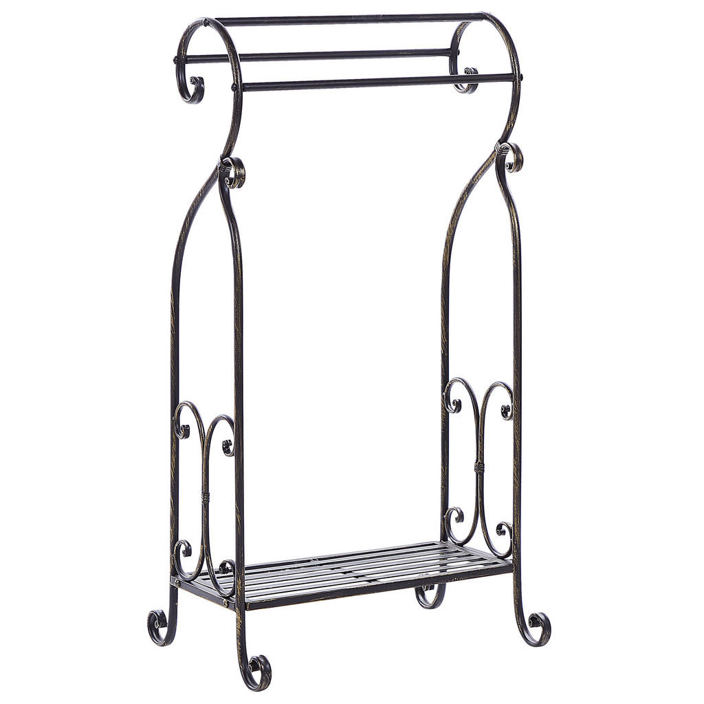 Beliani STOJAN NA RUČNÍKY Antik Look černý 49 x 91 cm Linares