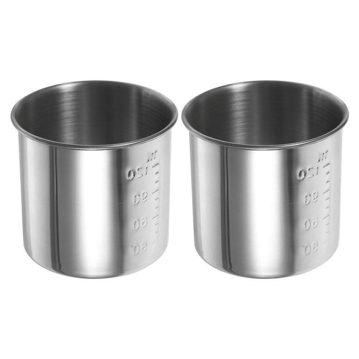 MESSBECHER Edelstahl 2-teiliges Set - Silberfarben, Metall (0.12L)