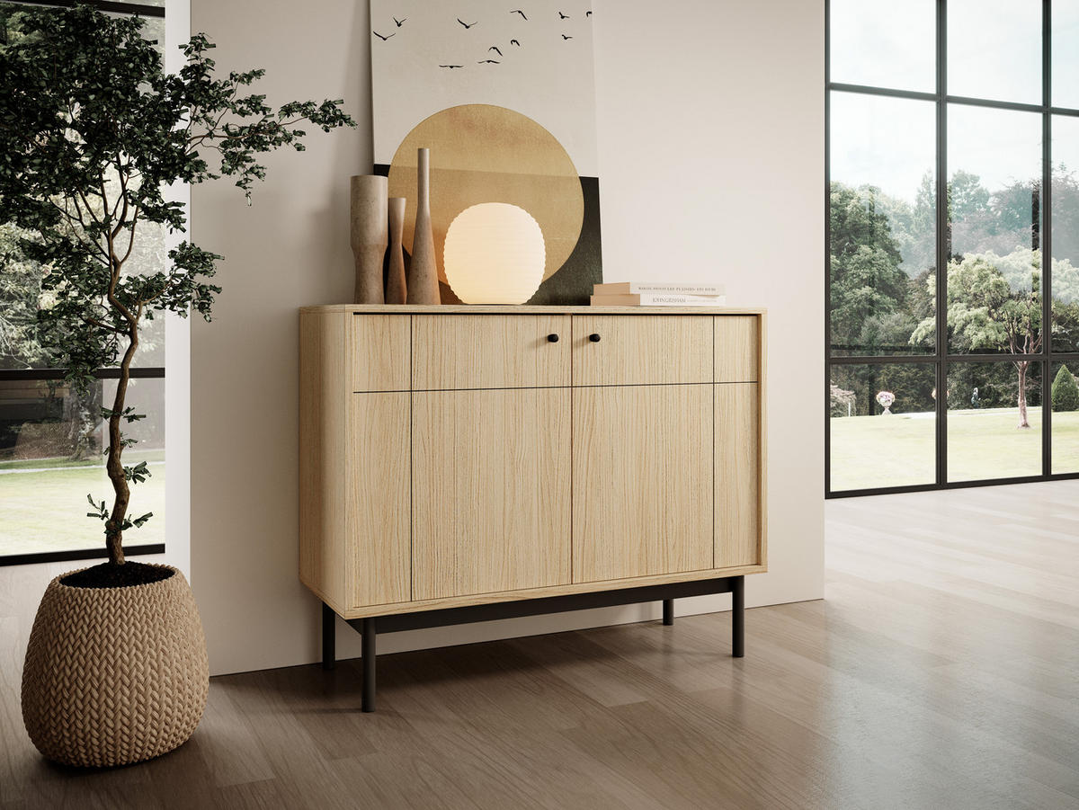 SIDEBOARD Cypressa 2T Braun 104/83/39 cm – mit Beinen auf Gestell - Schwarz/Braun, Holzwerkstoff (104/83/39cm) - AX Living