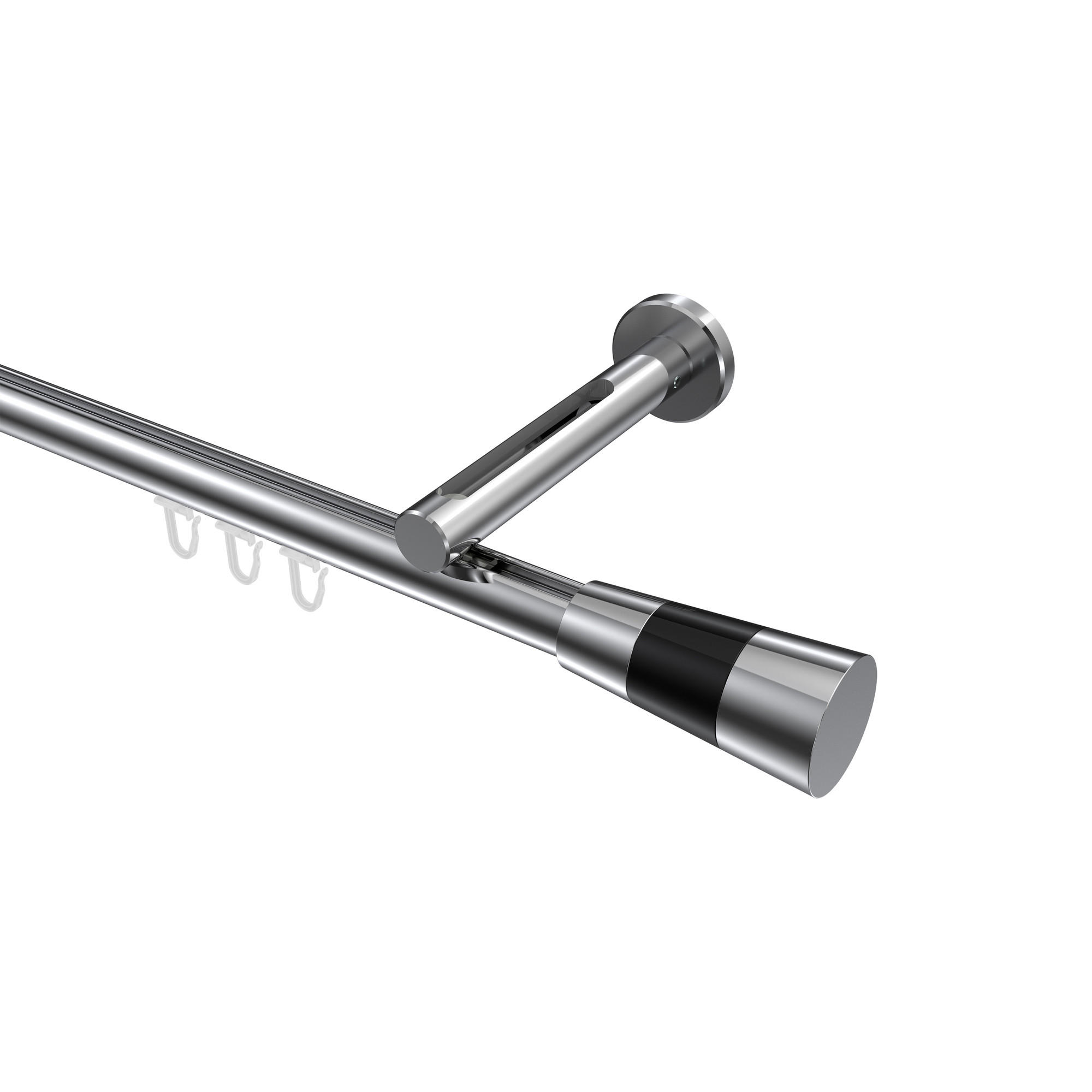 Interdeco Gardinenstange Chrom, Schwarz 520 cm