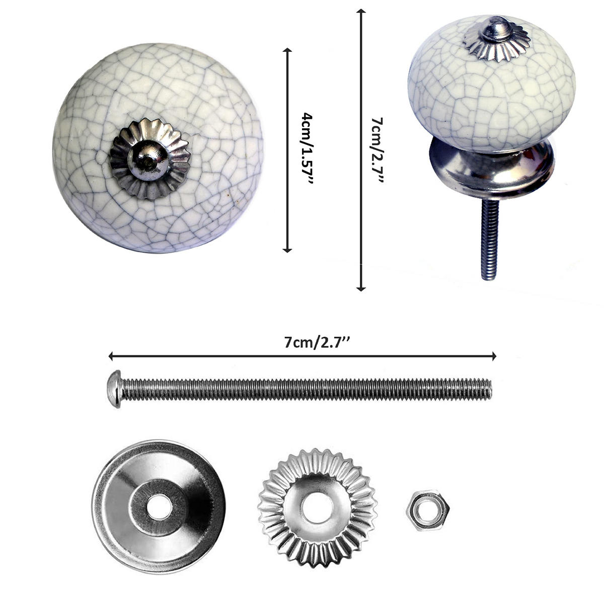 KERAMIKKNÖPFEN Set mit 8 in Weiß und Gelb 40 mm Durchmesser. - Gelb, Keramik (4/4/6.9cm) - Nacnic
