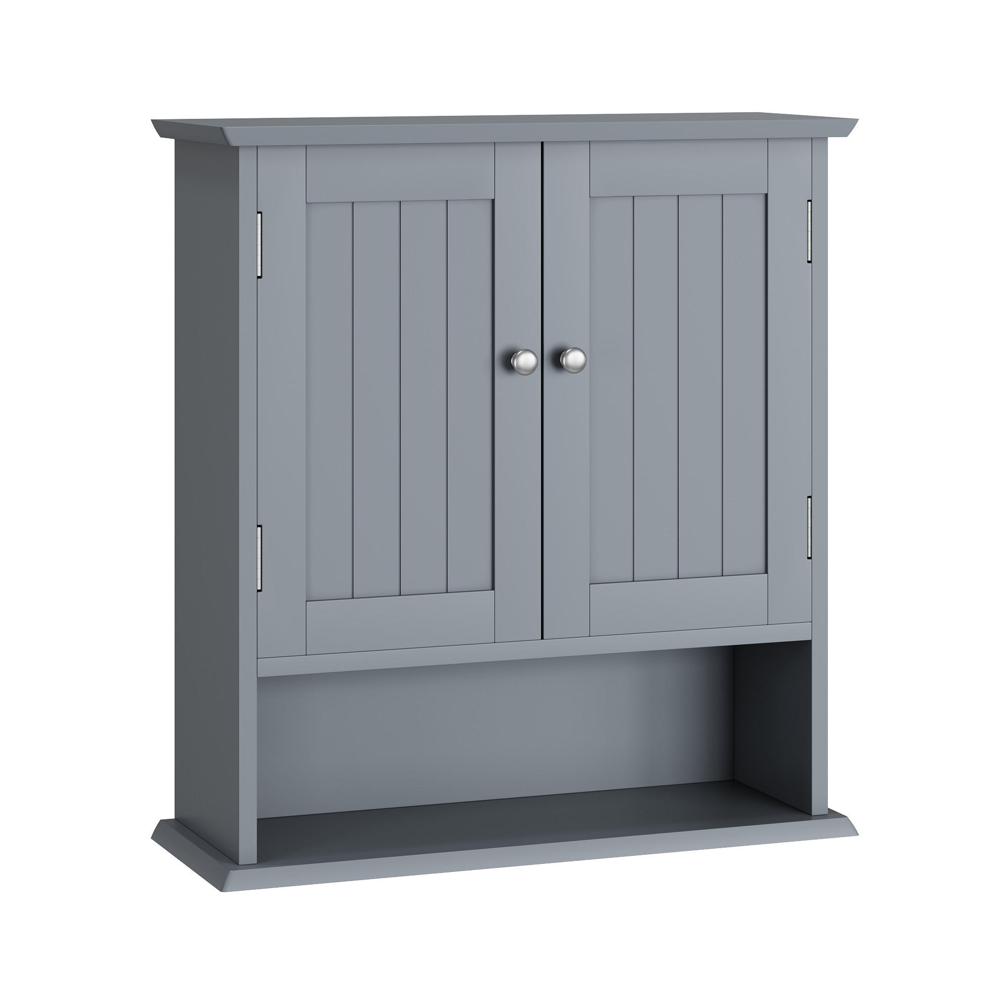 BADEZIMMERSCHRANK Wandregal mit Türen 54,6 x 19,8 x 60 cm Hellgrau - Hellgrau, Holzwerkstoff (19.8/60/54.6cm) - Beauniv