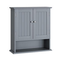 BADEZIMMERSCHRANK Wandregal mit Türen 54,6 x 19,8 x 60 cm Hellgrau - Hellgrau, Holzwerkstoff (19.8/60/54.6cm) - Beauniv