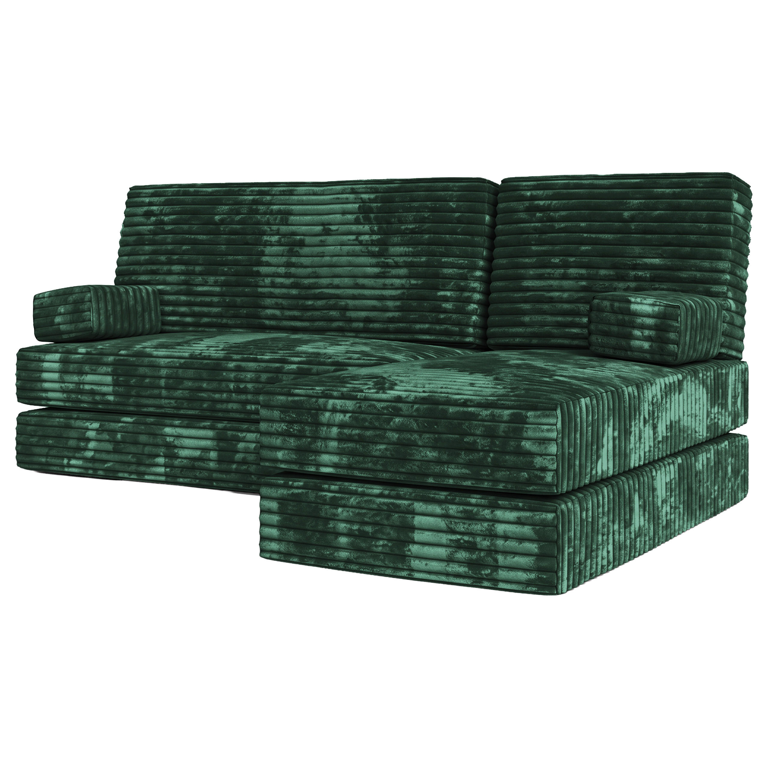 ECKSOFA NOTIA modulares Boneless Sofa mit Schlaffunktion Grün Cordstoff - Grün, Textil (200/120cm) - MASSENO