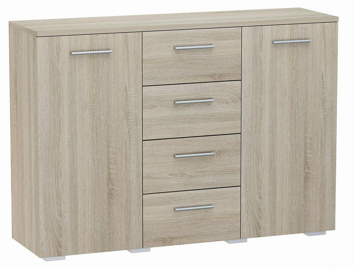 KOMMODE Helena 2D4S Sonoma Eiche 120/35/84,5 cm - Sonoma Eiche, Holzwerkstoff (120/84.5/35cm) - Matkam Möbel