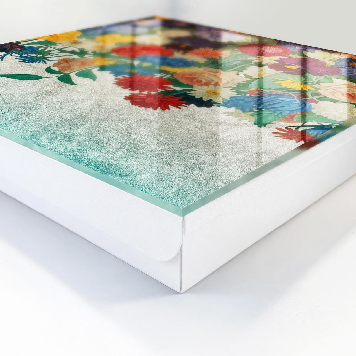 SCHLÜSSELBOX Weiß 30x30 cm – Türöffnung nach rechts - Blumenparadies - Grün, Metall (30/30/5cm) - TULUP