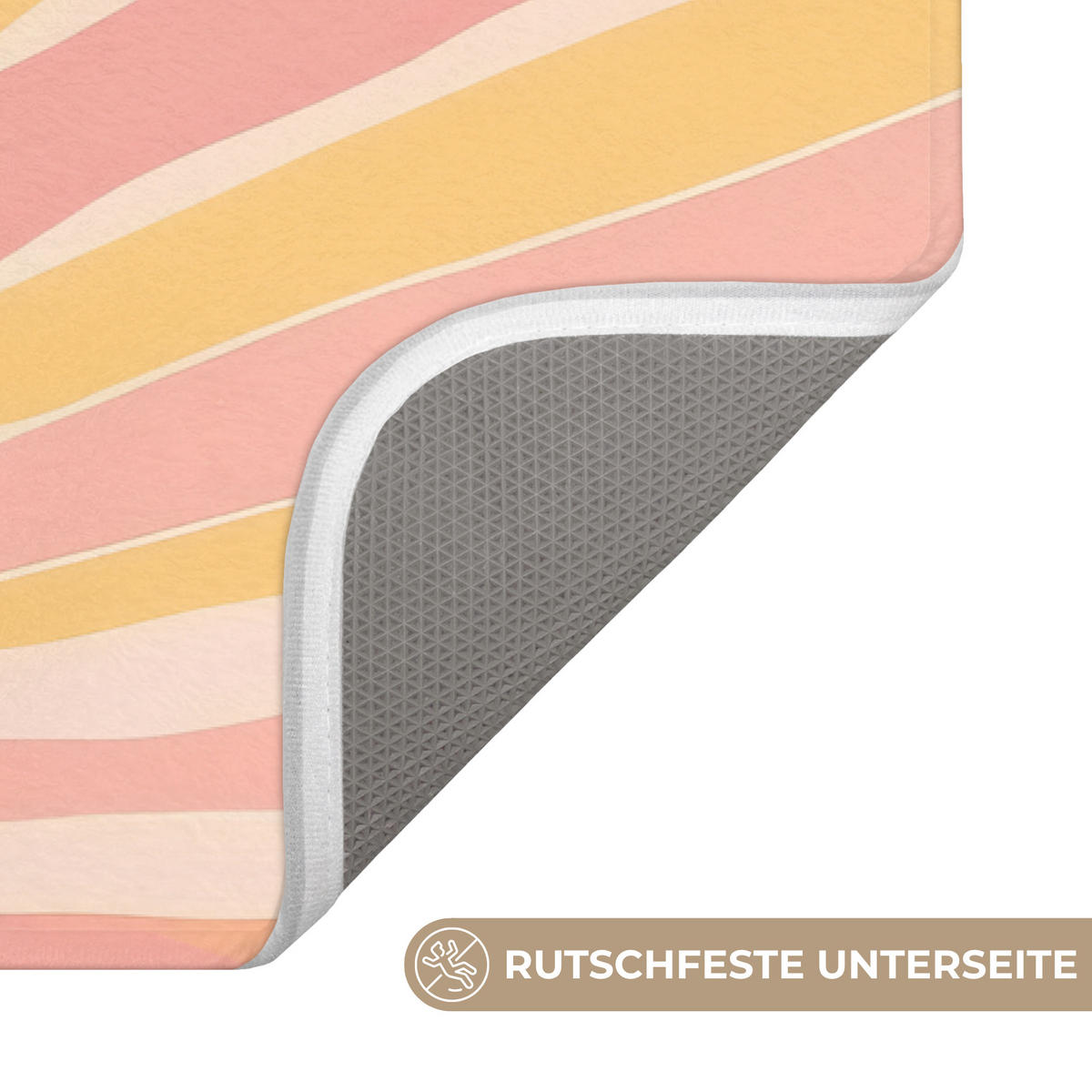 BADEMATTE Illustration - Sonne - Pastellfarben 80x50 cm - Pastellblau, Kunststoff/Textil (80/50cm)