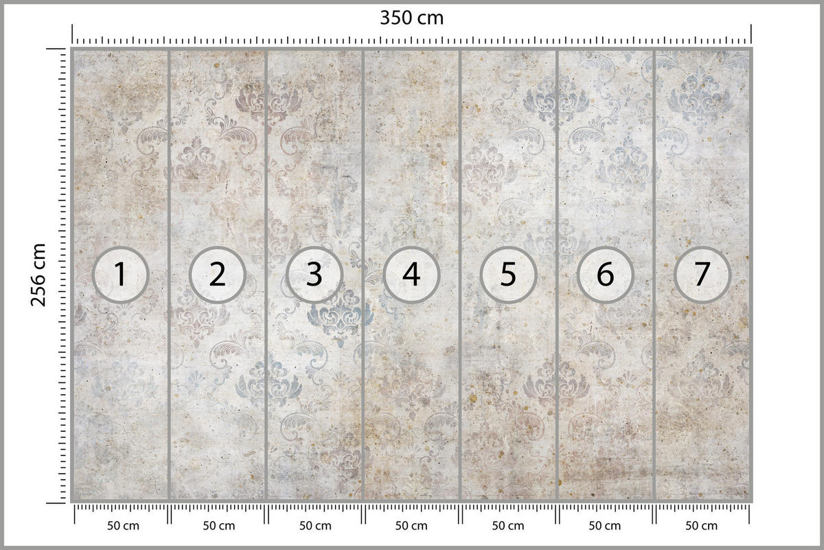 FOTOTAPETE für Schlafzimmer Vintage Ornamente Dekorativ 350x256 - Beige/Braun, Papier (350/256cm) - Muralo