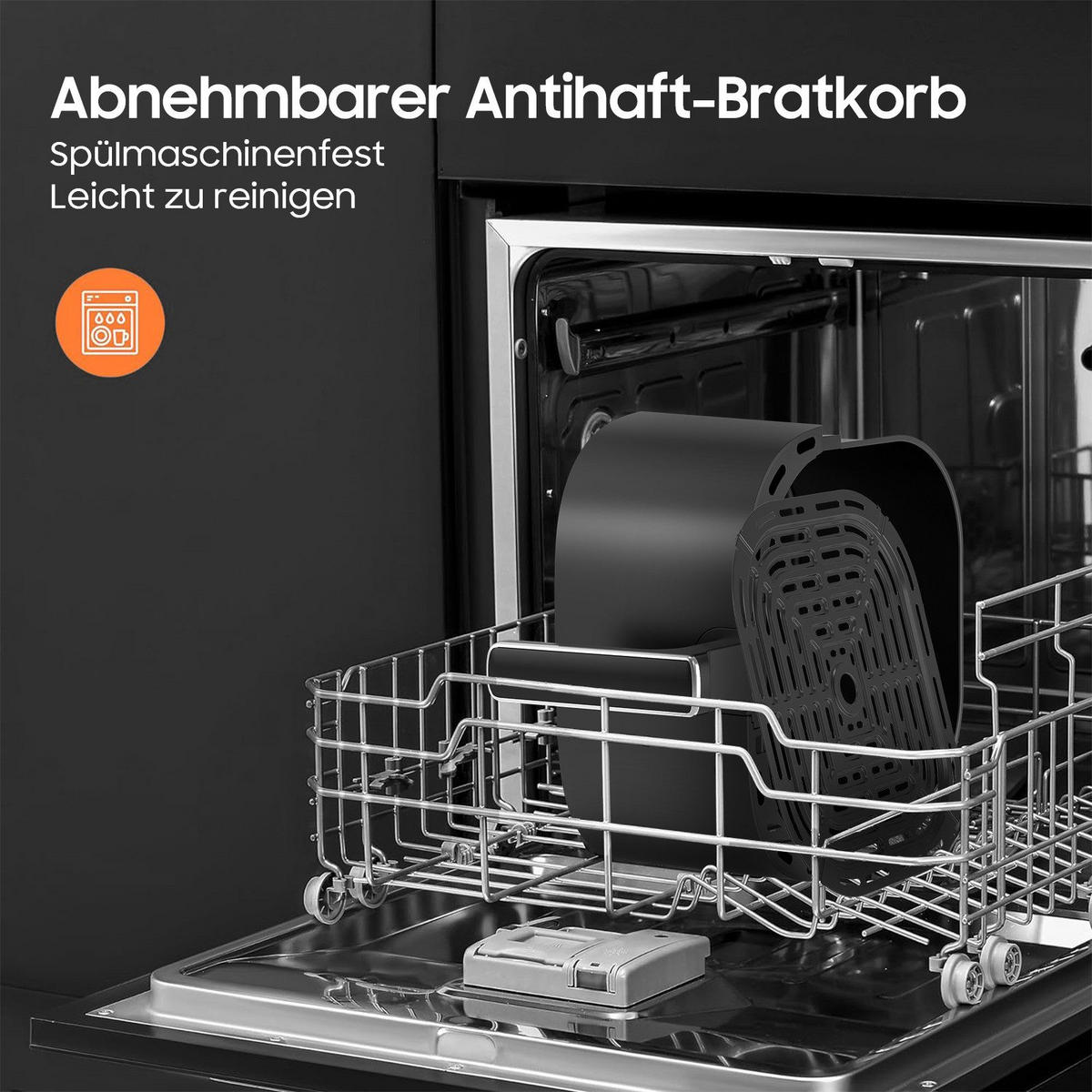 HEISSLUFTFRITTEUSE 6.5L - Schwarz, Metall (33/35/27cm) - Aimax