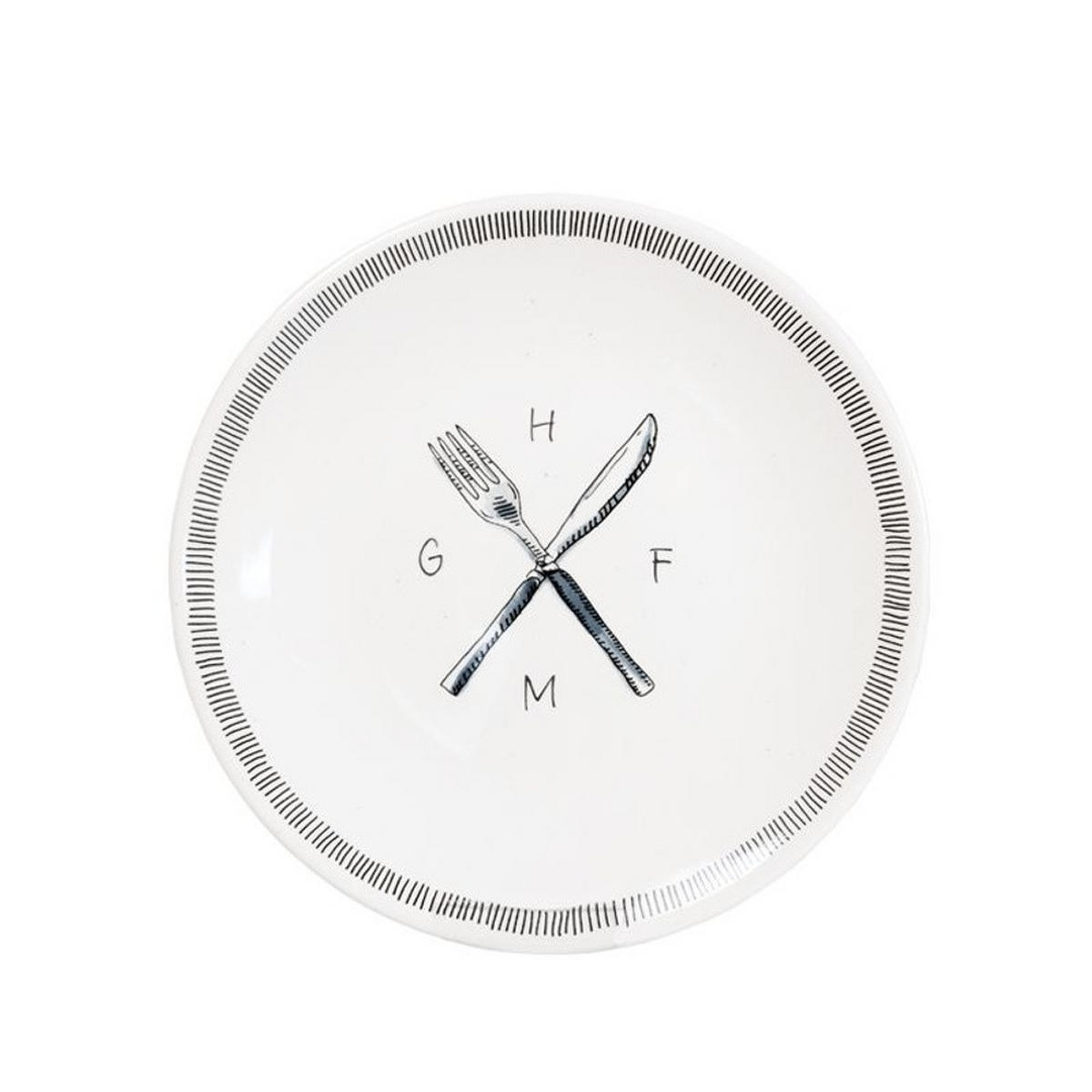 FRÜHSTÜCKSTELLER Fork & Knife in Schwarz - 22cm - Multicolor, Keramik (21.8/21.8/2.5cm) - Blond Amsterdam