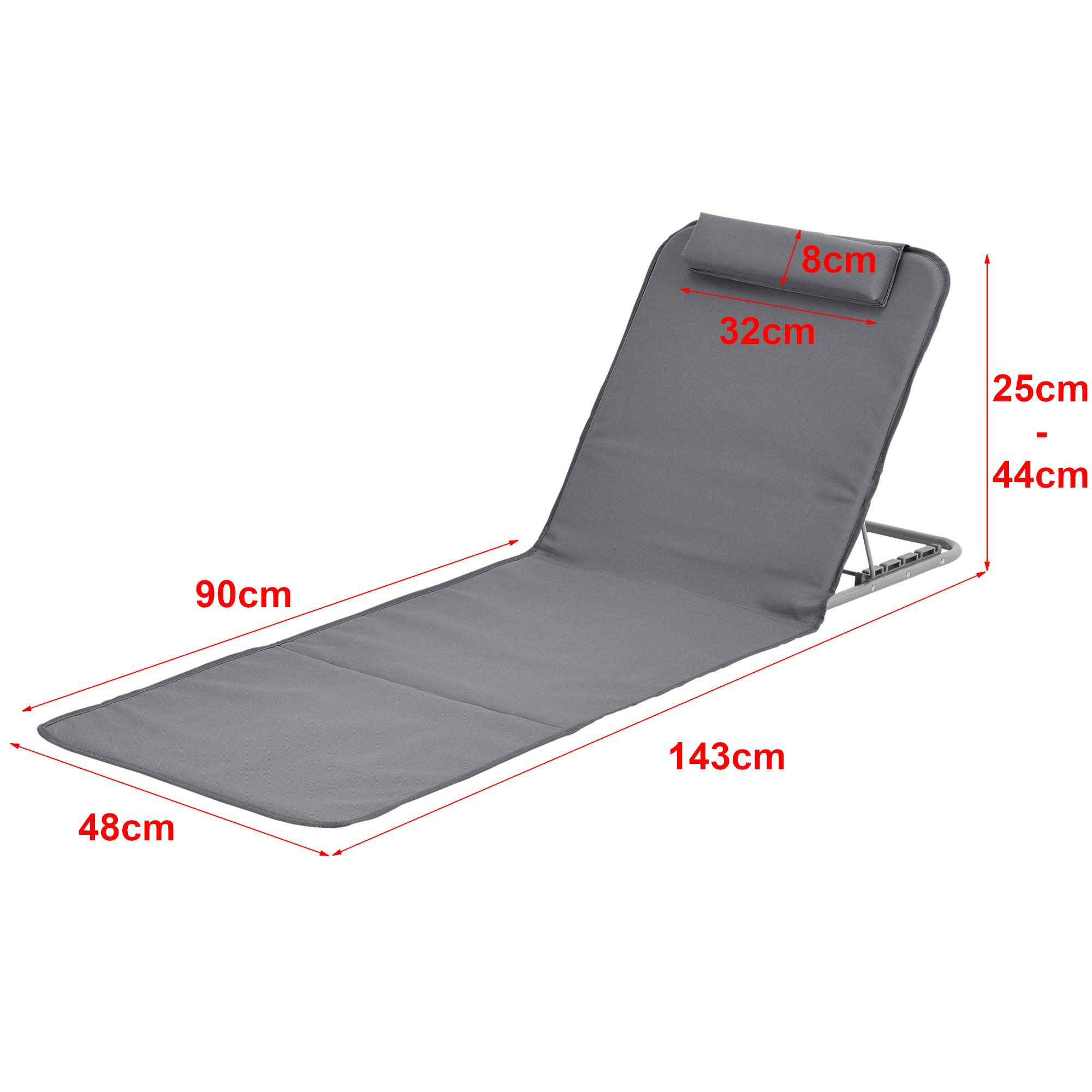 STRANDMATTEN-SET 2 TLG. Donostia - Dunkelgrau, Textil/Metall (143/44/48cm) - [en.casa]