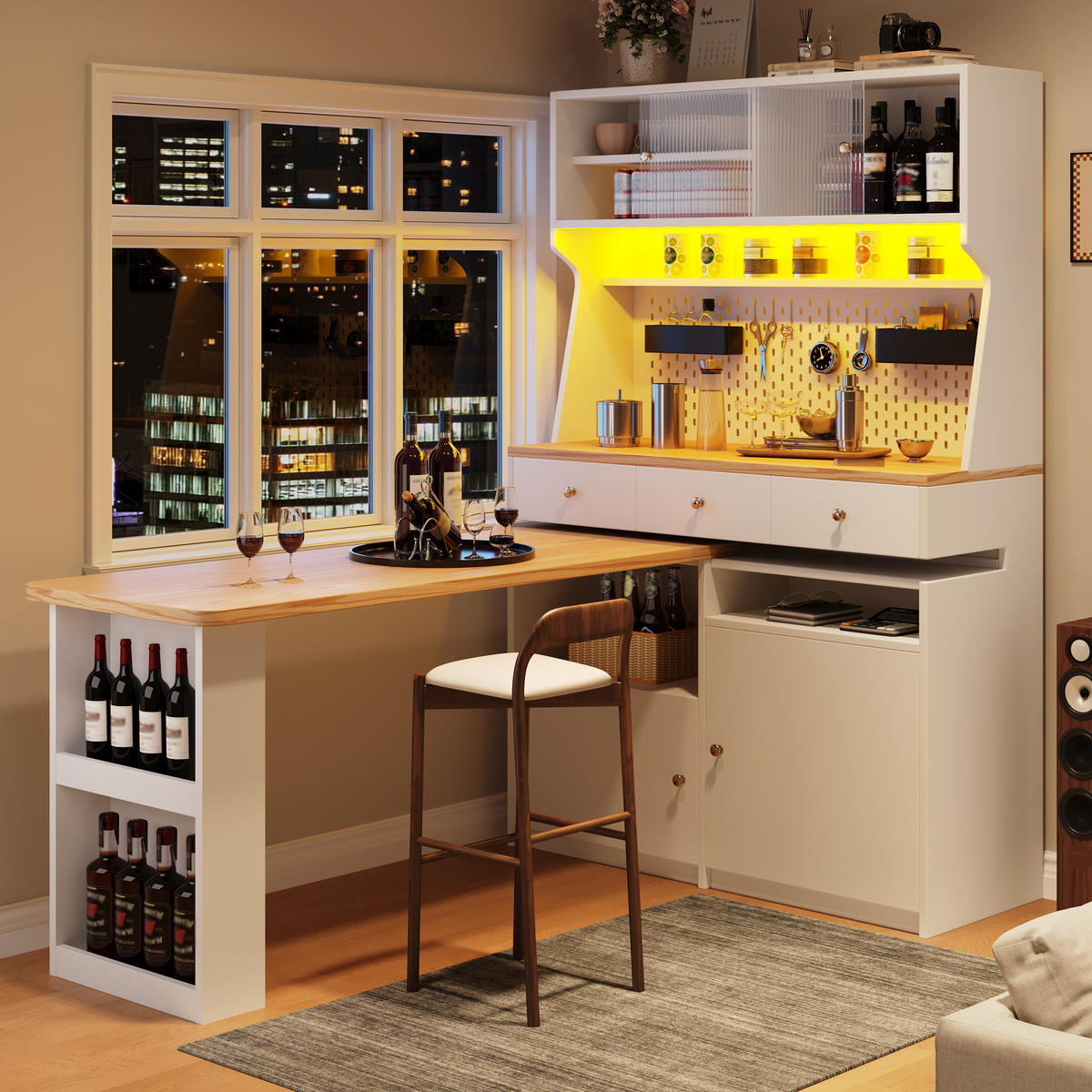 KÜCHENSCHRANK 137x45x178 Cm 2 Türen 3 Schubladen Weiß - Weiß, Holzwerkstoff (137/178/45cm) - FLIEKS