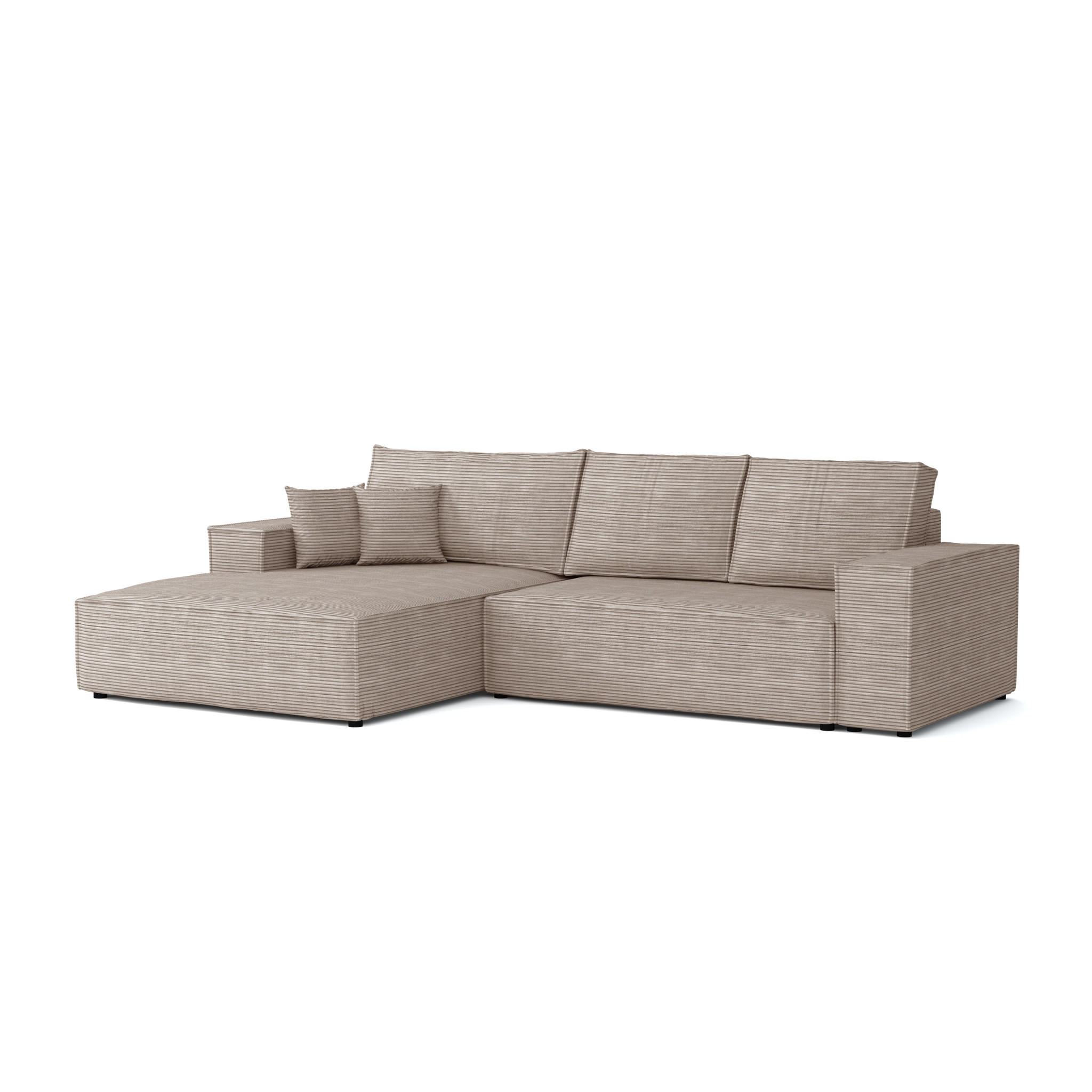 ECKSOFA MARCO 294/185 in Cord Beige mit Schlaffunktion links - Beige, Holz/Holzwerkstoff (294/185cm) - Deine Möbel 24