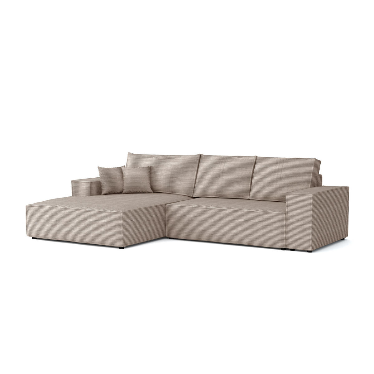 ECKSOFA MARCO 294/185 in Cord Beige mit Schlaffunktion links - Beige, Holz/Holzwerkstoff (294/185cm) - Deine Möbel 24