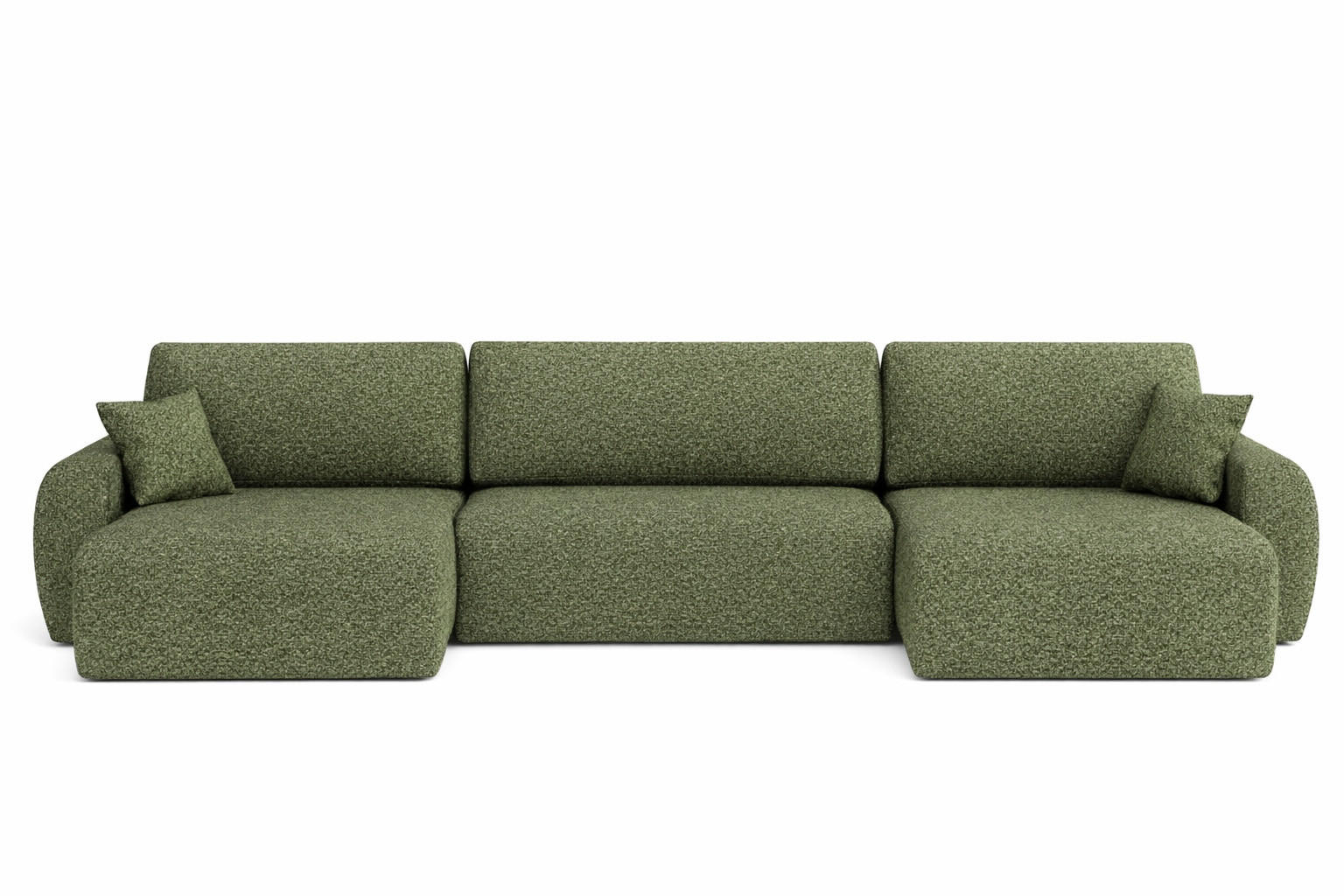 ECKSOFA Mit Schlaffunktion Und Bettkasten U-Form Ariel U, Chenille-Stoff Artico, Moss - Hellgrün, Holz (342/142cm) - Kaiser Möbel