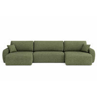 ECKSOFA Mit Schlaffunktion Und Bettkasten U-Form Ariel U, Chenille-Stoff Artico, Moss - Hellgrün, Holz (342/142cm) - Kaiser Möbel