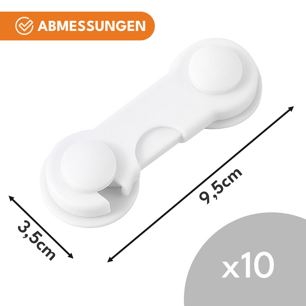 SCHUBLADENSICHERUNG Kindersicherung Schrank - Weiß, Kunststoff (2/8cm) - KRUMAD