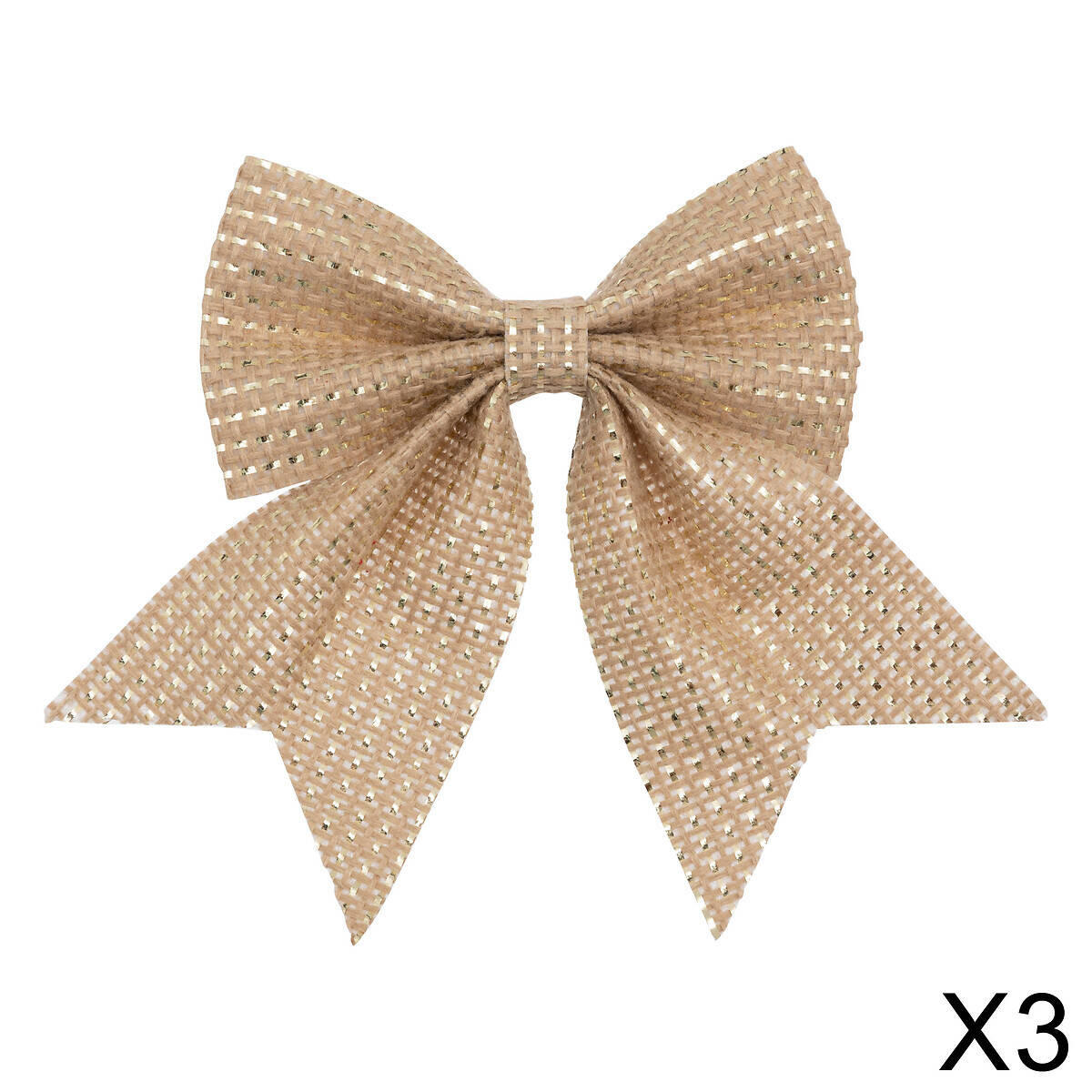 JUTE SCHLEIFE mit goldenen Faden 12/13 cm 3er-Set - Beige, Naturmaterialien (1/13/12cm) - Atmosphera Createur d´interieur