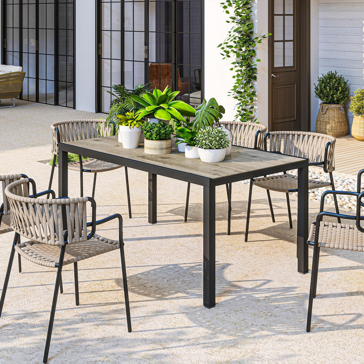 GARTENTISCH DE-07270 für 6-8 Personen mit Holzoptik Grau - Grau, Metall (240/90/74cm) - ComfortXL
