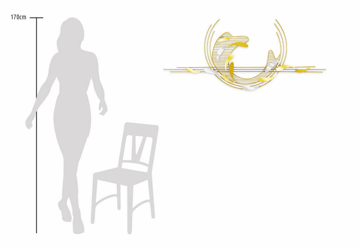 WANDDEKO Gold 121/53 cm - Goldfarben, Metall (2.9/53/6cm) - KUNSTLOFT