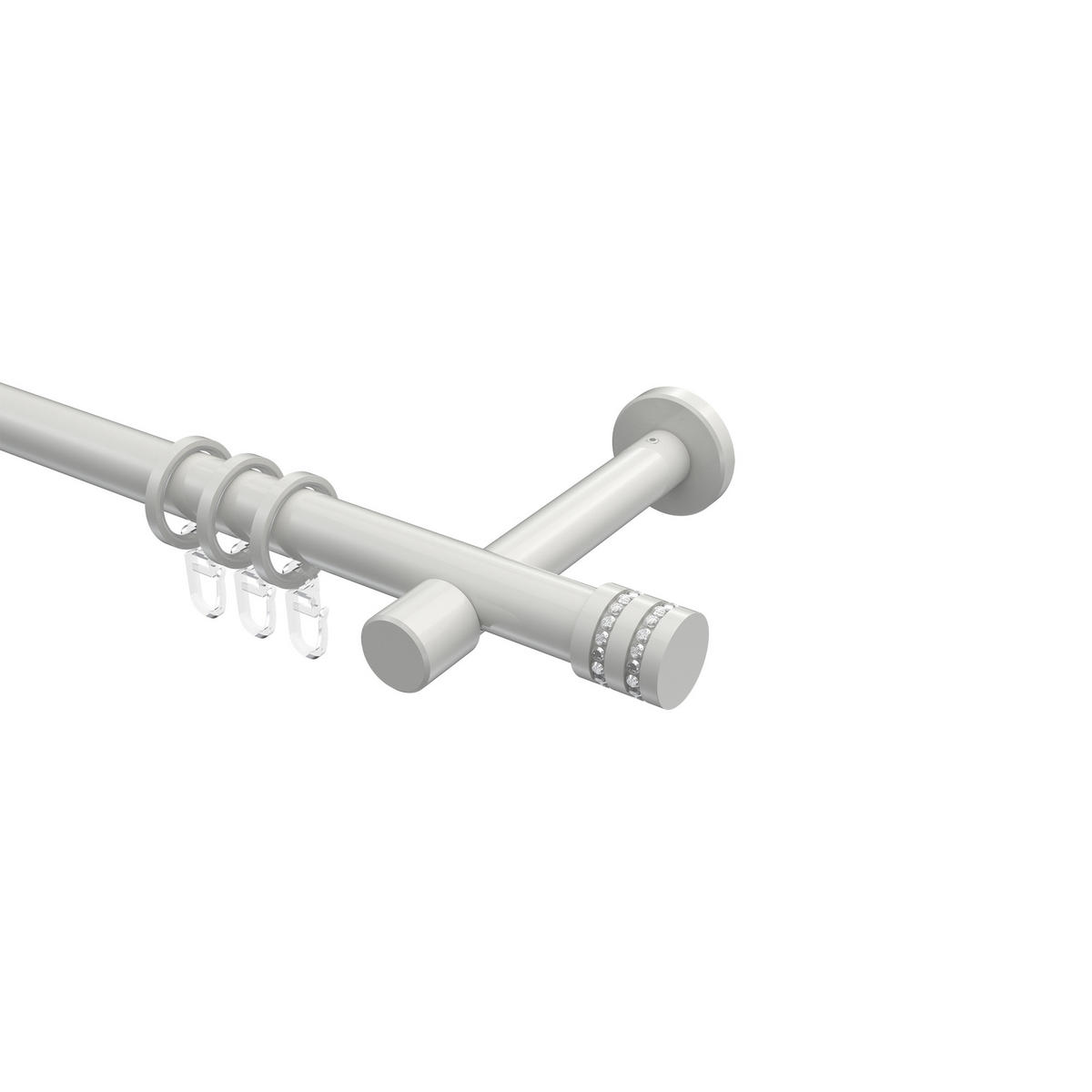 GARDINENSTANGEN-SET Prestige Estana 140 cm, 1-läufig, 20 mm Ø Weiß - Weiß, Metall (140cm) - INTERDECO
