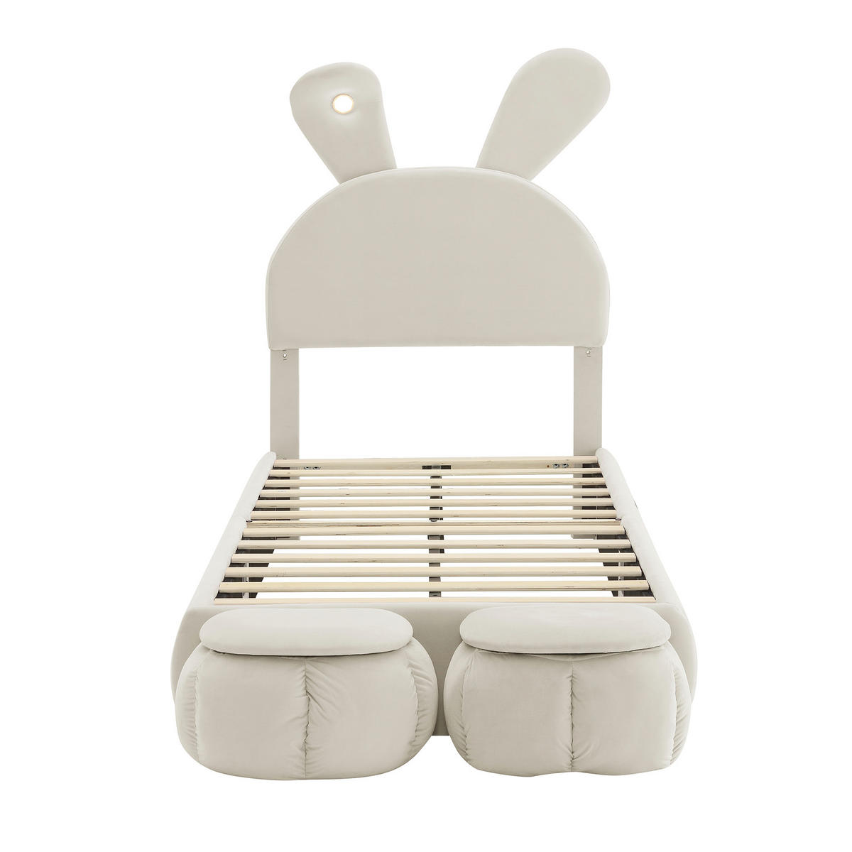 KINDERBETT 140/200 cm DE-00358, in Rosa, hydraulischem Stauraum und LED-Hasenohren - Beige, Holz (90/200cm) - ComfortXL