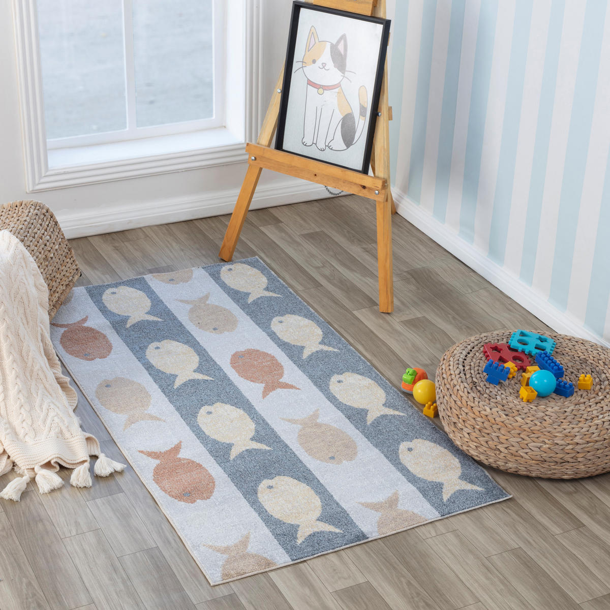 KINDERTEPPICH Maschinenwaschbar 80/150 cm Mehrfarbig - Multicolor, Naturmaterialien/Textil (80/150cm) - LIVABLISS