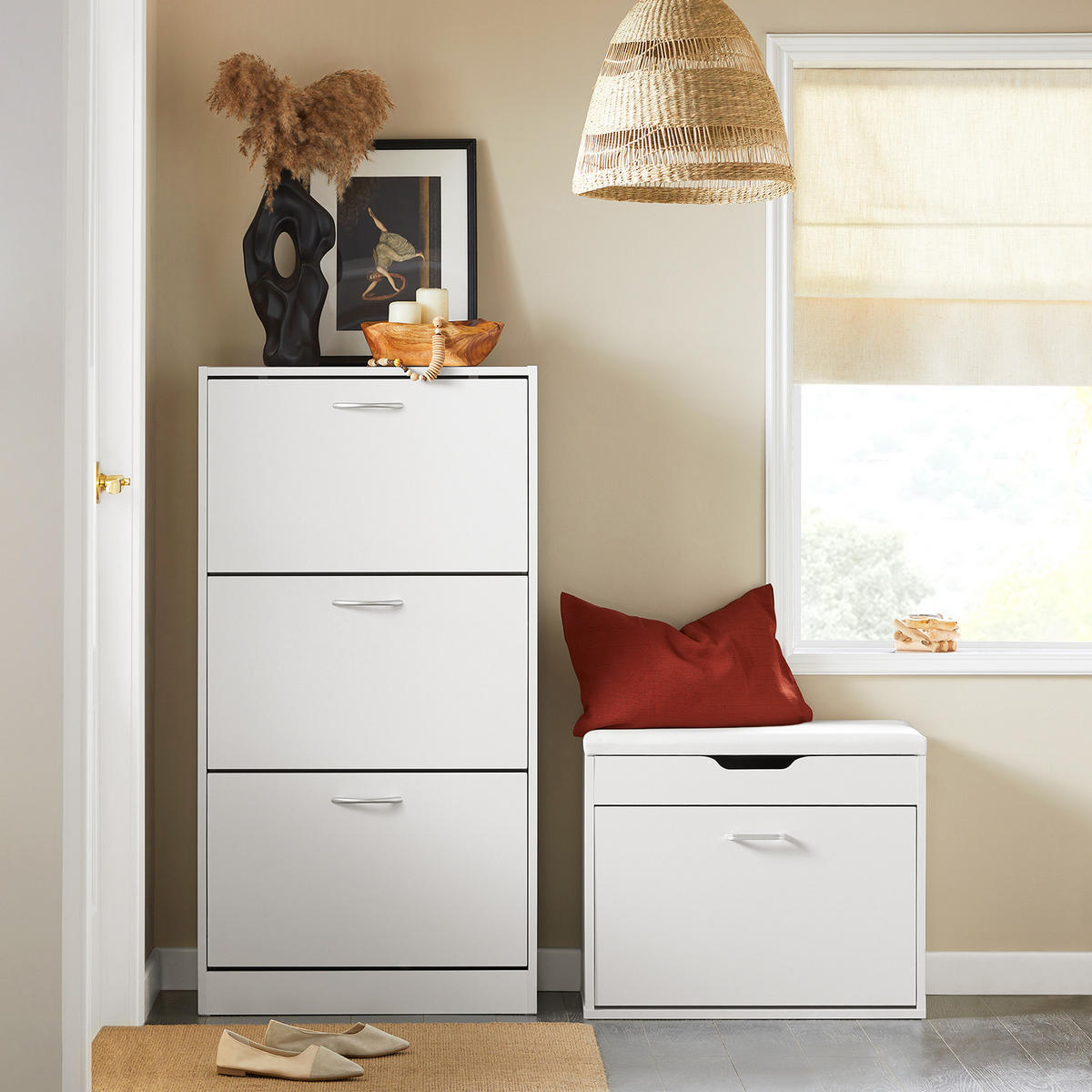 SCHUHSCHRANK Weiß - Weiß, Holzwerkstoff (60/115/24cm) - SoBuy