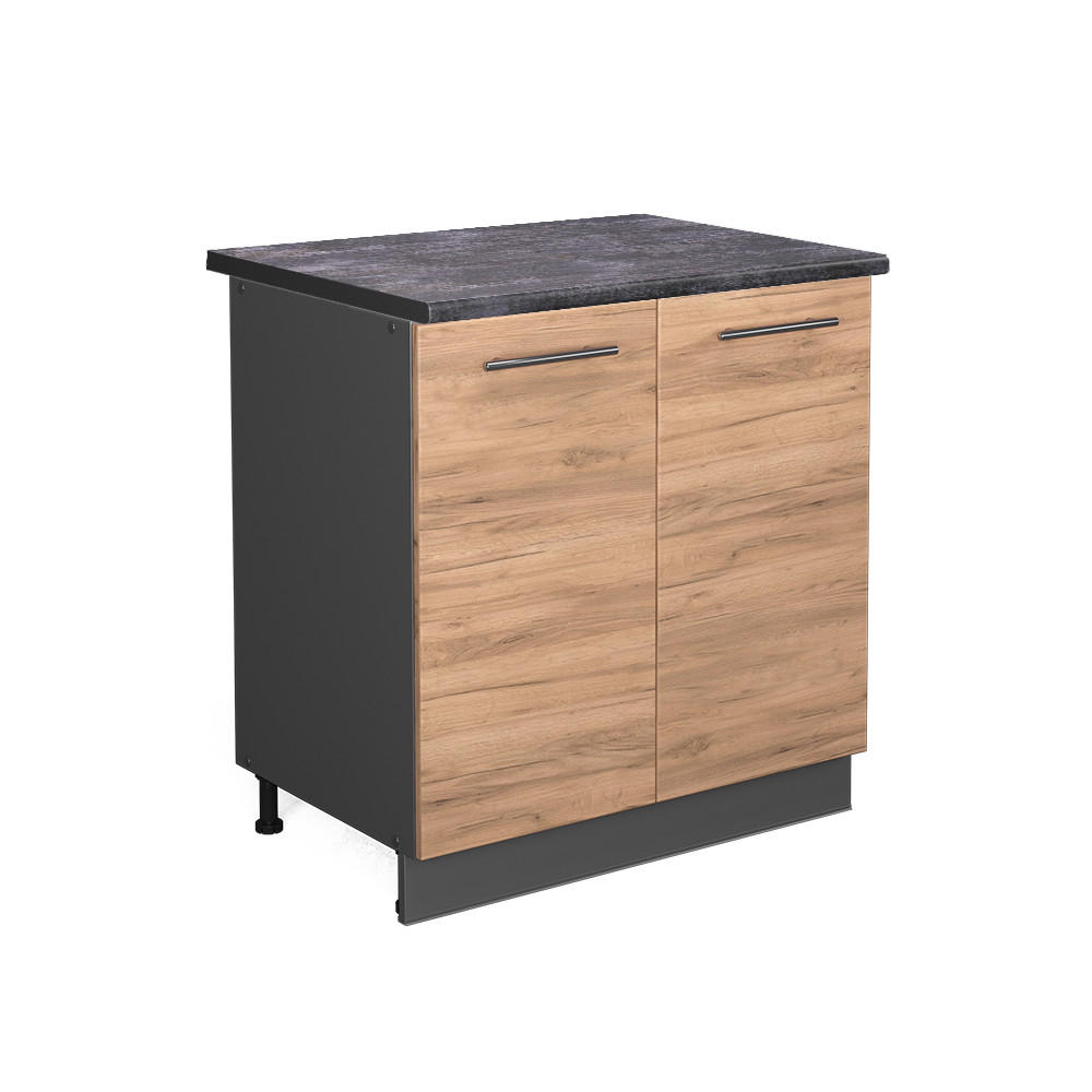 SPÜLENUNTERSCHRANK Fame-Line Goldkraft Eiche 80 cm mit Regal AP Anthrazit - Honigeiche/Anthrazit, Holzwerkstoff (80/82/60cm) - Vicco