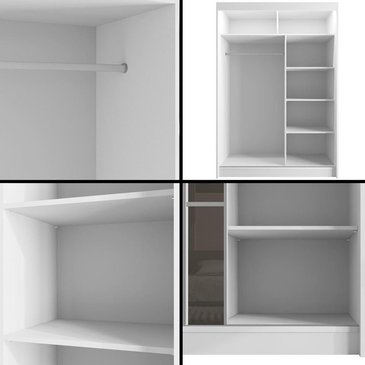 KLEIDERSCHRANK PEKA III mit LED - 120 cm - Weiß|Grau - Weiß/Grau, Holzwerkstoff (120/215/61cm) - ALTDECOR