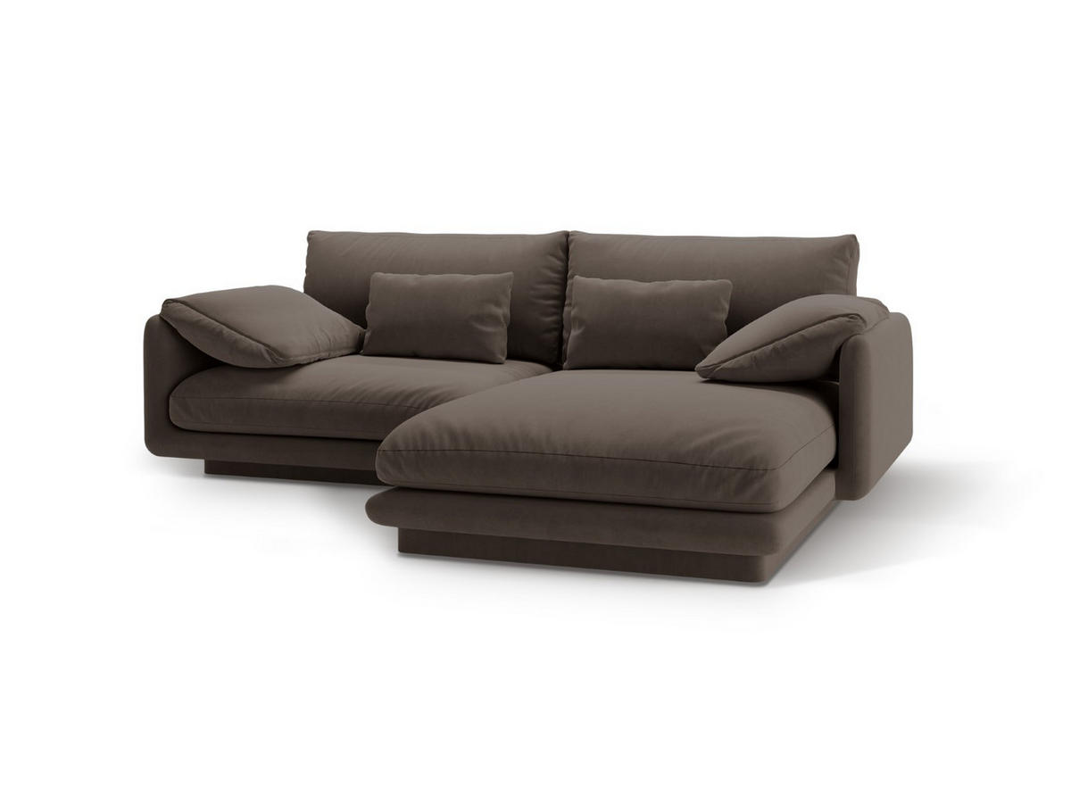 ECKSOFA rechts Torino aus Samt ebenholz 3 Sitzplätze - Graubraun, Textil (170/220cm) - Micadoni