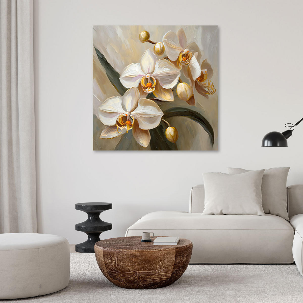 LEINWANDBILD Orchideen AI 50x50cm - Goldfarben, Textil (50/50cm) - Feeby