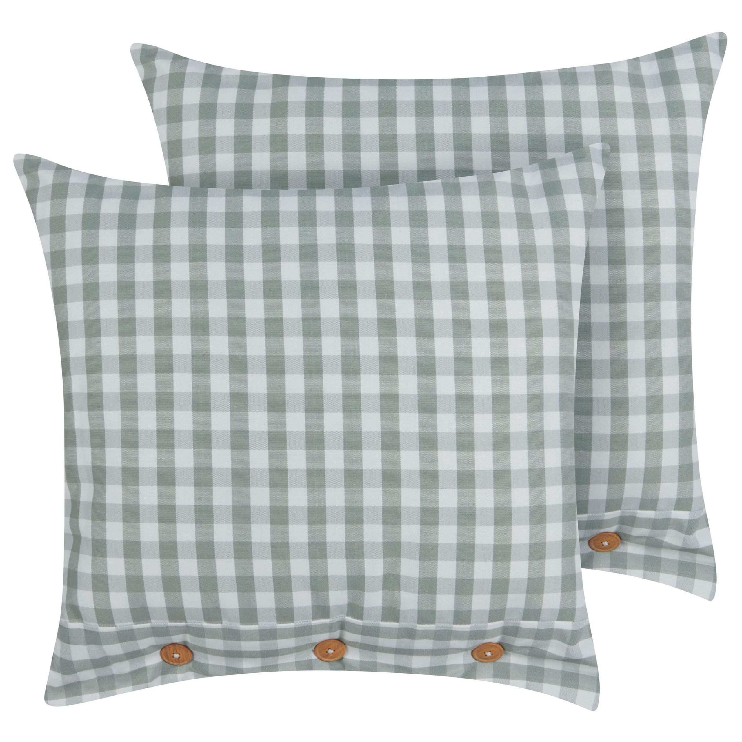 Dekokissen 2er-Set Mintgrün 45/45 cm Talya - Weiß/Braun, Textil (45/45cm) - Beliani