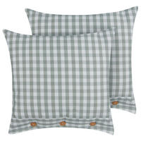 Dekokissen 2er-Set Mintgrün 45/45 cm Talya - Weiß/Braun, Textil (45/45cm) - Beliani