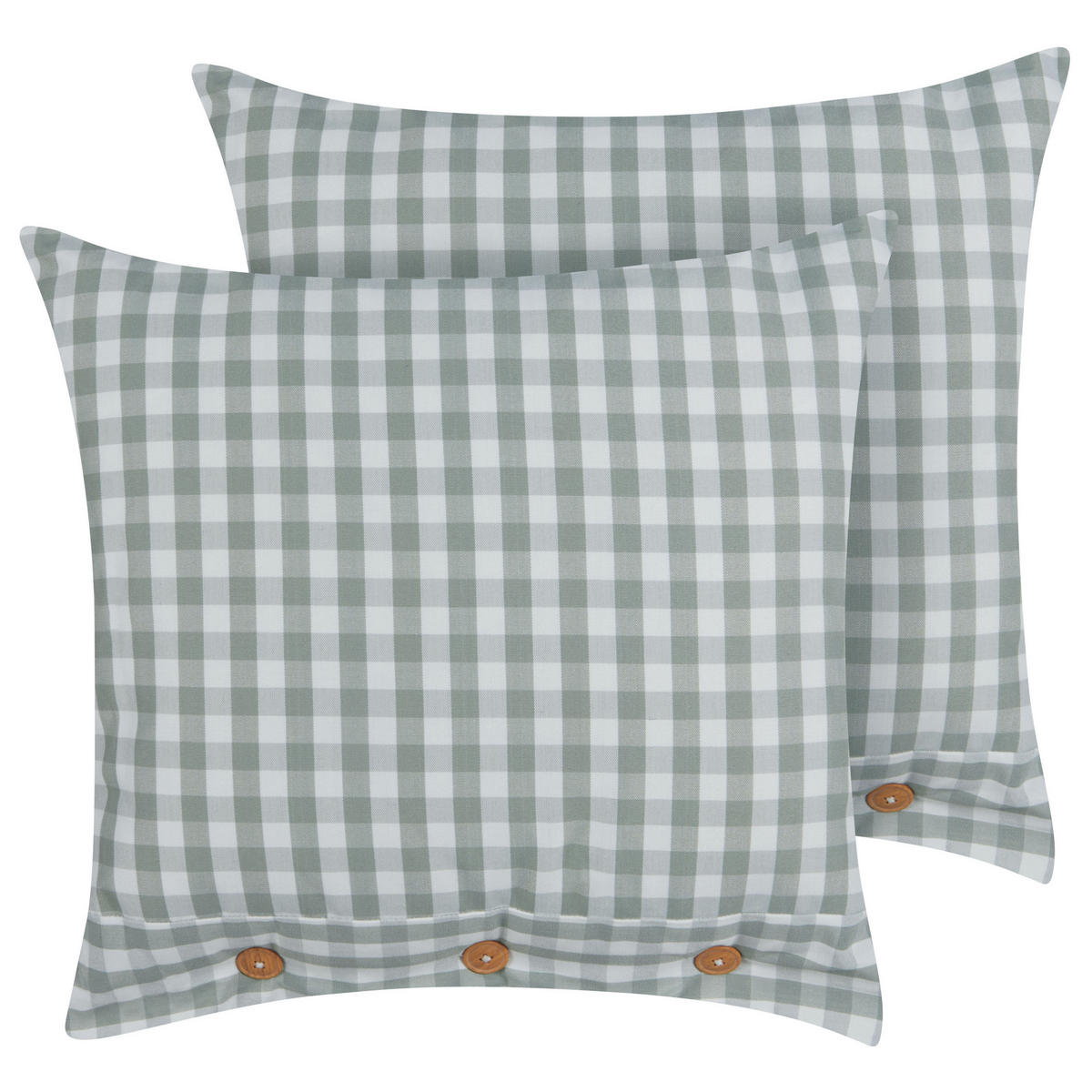 Dekokissen 2er-Set Mintgrün 45/45 cm Talya - Weiß/Braun, Textil (45/45cm) - Beliani