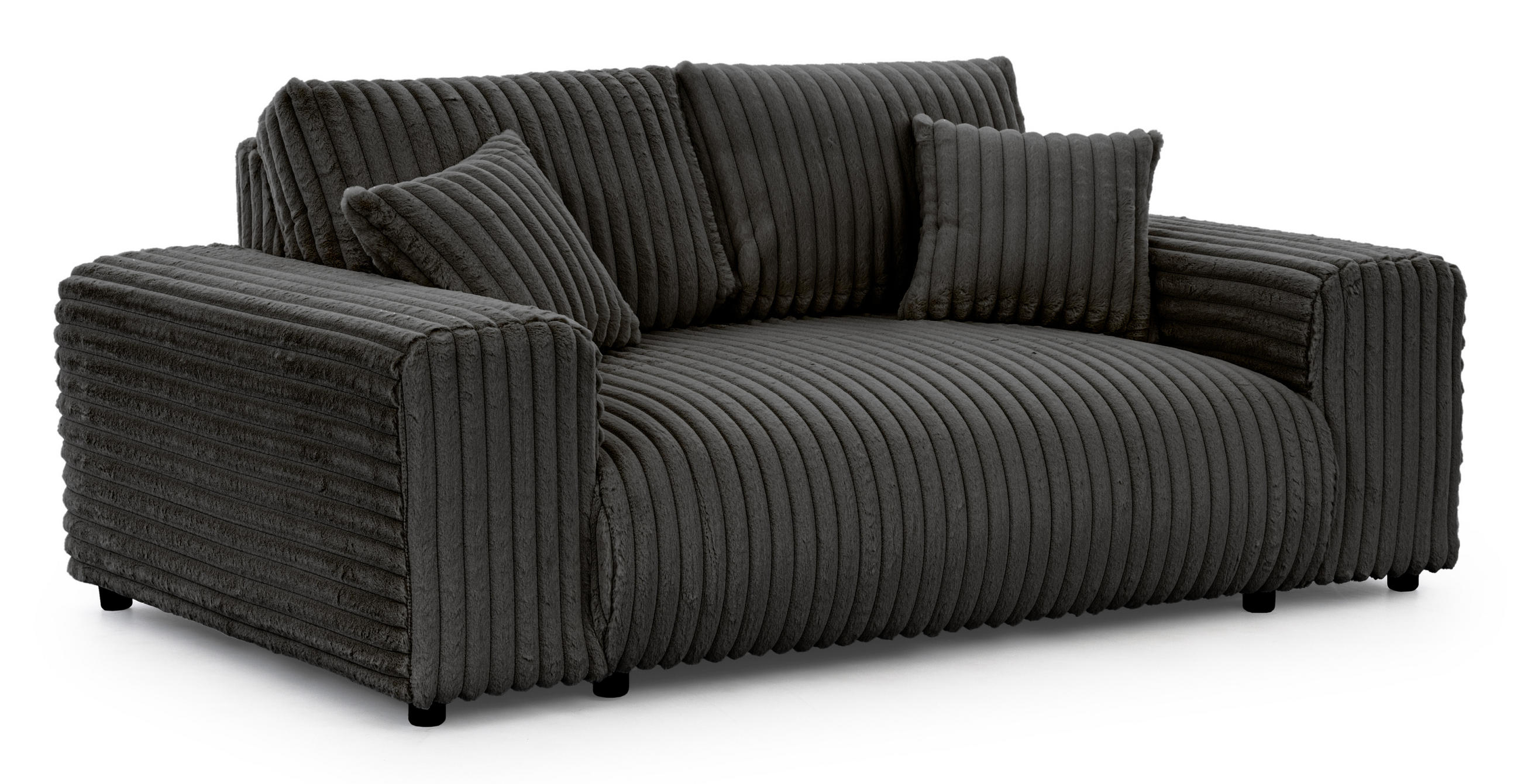 2-SITZER-SOFA Mollis Dunkelgrau Plüschcord - Dunkelgrau/Schwarz, Holz/Kunststoff (178/79/108cm) - S-Style Möbel