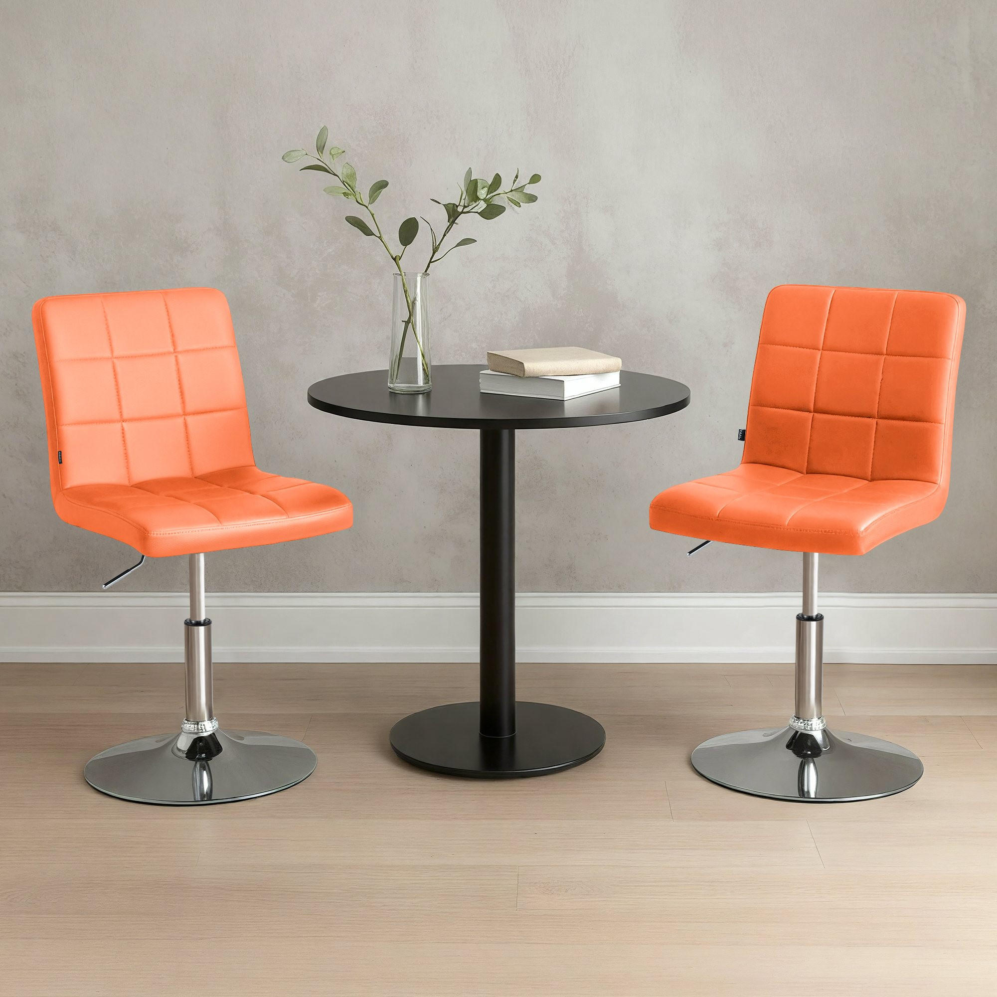 DREHSTUHL Lederlook Orange - Chromfarben/Orange, Textil/Metall (44/81/55cm) - CLP