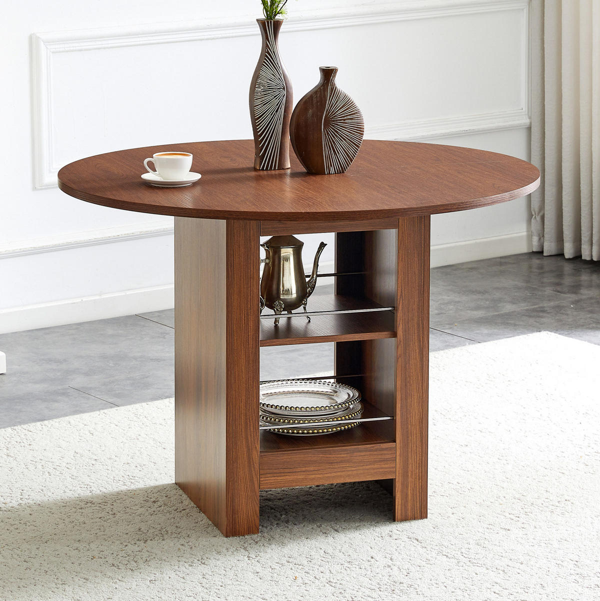 ESSTISCH 100/76 cm Walnuss aus MDF mit offenen Stauraumfächern - Walnussfarben, Holzwerkstoff (100/100/76cm) - OKMYHOME