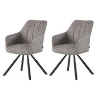 ESSZIMMERSTUHL THOMAS-INES 2er-Set 180° drehbar - Schwarz/Grau, Textil (57/85/62cm) - DUBI Möbel