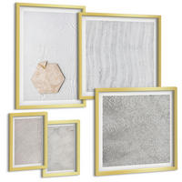 BILDER SET 5er Set - 50x50 cm & 20x30 cm & 40x60 cm Goldrahmen - Leichte Boho-Sandtexturen - Goldfarben, Kunststoff (40/60cm) - TULUP