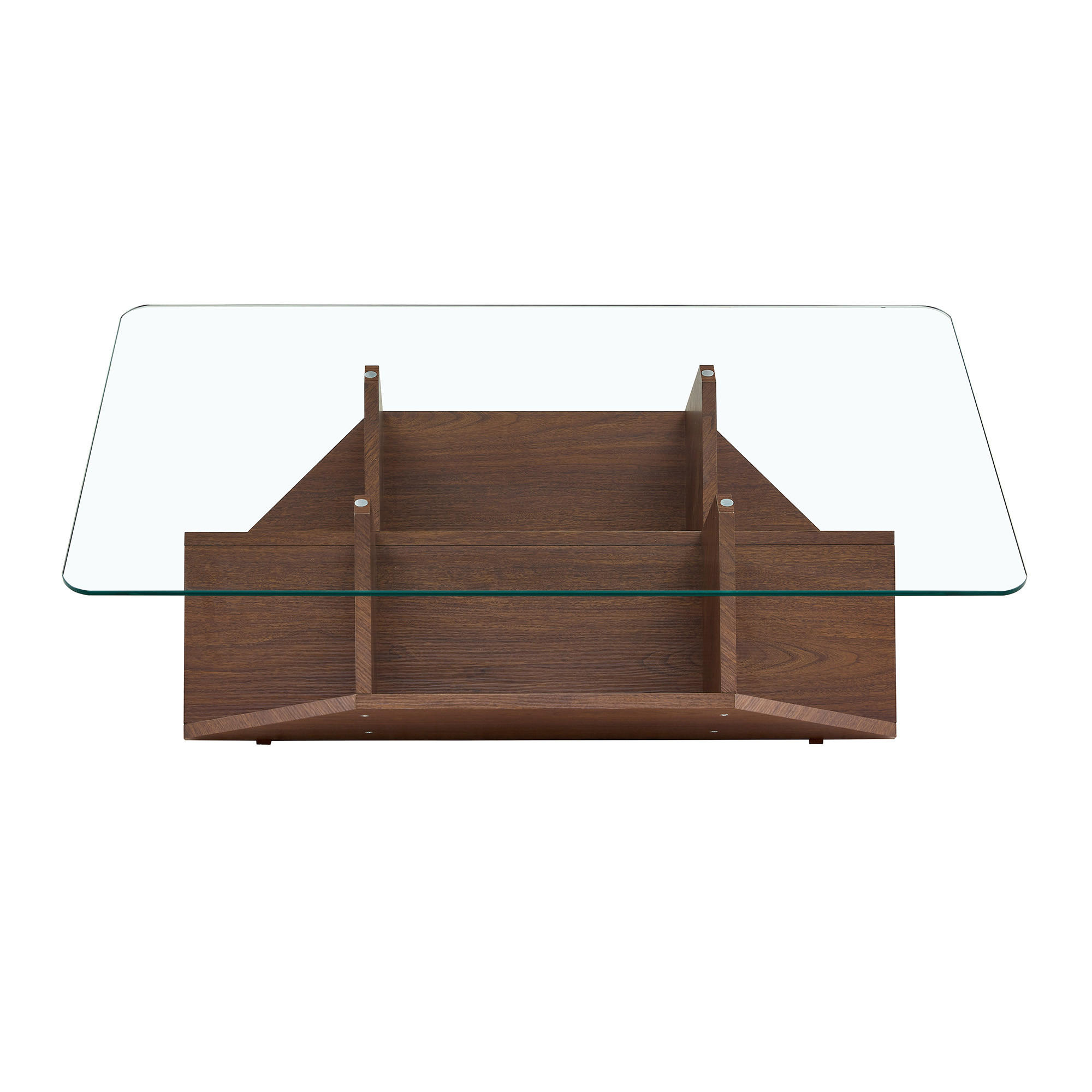 COUCHTISCH DE-37392 mit Glasplatte und mehrstufigem Stauraum Walnuss - Walnussfarben, Holzwerkstoff (103/63/33.5cm) - ComfortXL