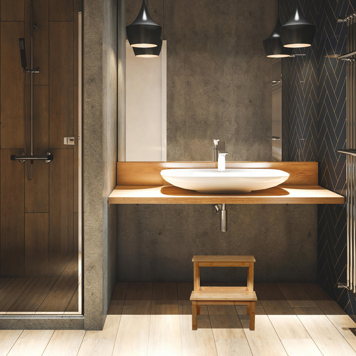 TRITTHOCKER - Hellbraun, Holz (40/40/40.5cm) - Relaxdays