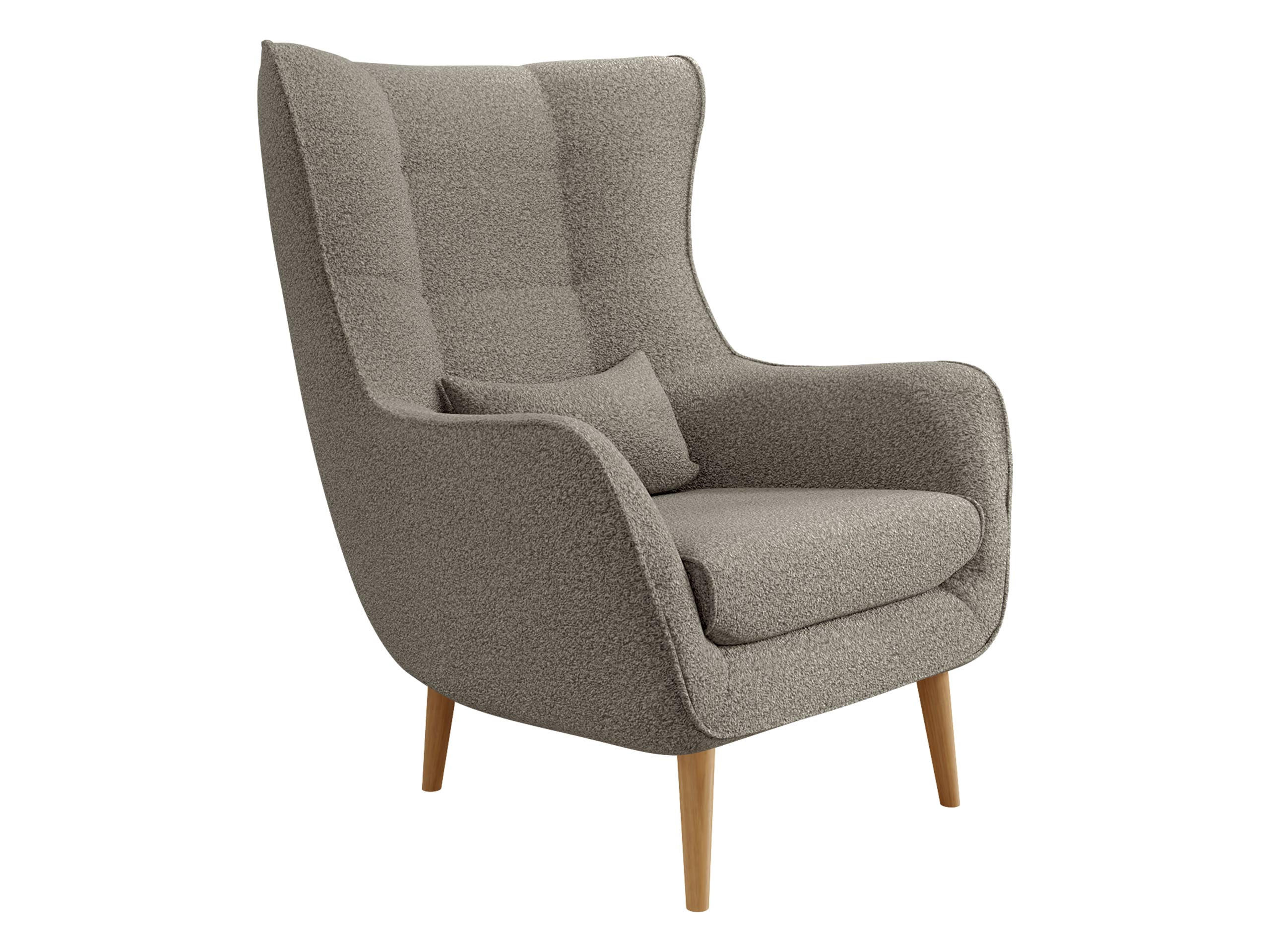 SESSEL Estjano Boucle - Hellbraun/Beige, Holz/Textil (80/106/95cm) - MIRJAN24