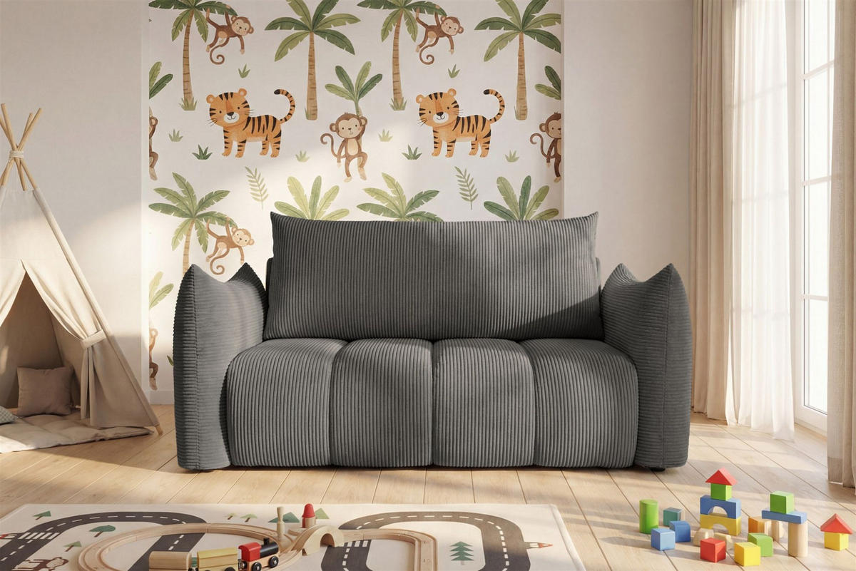 SOFA 2er-sitzer Ontario Mit Liegefunktion - Grau, Holzwerkstoff/Textil (162/86/101cm) - Fun Möbel