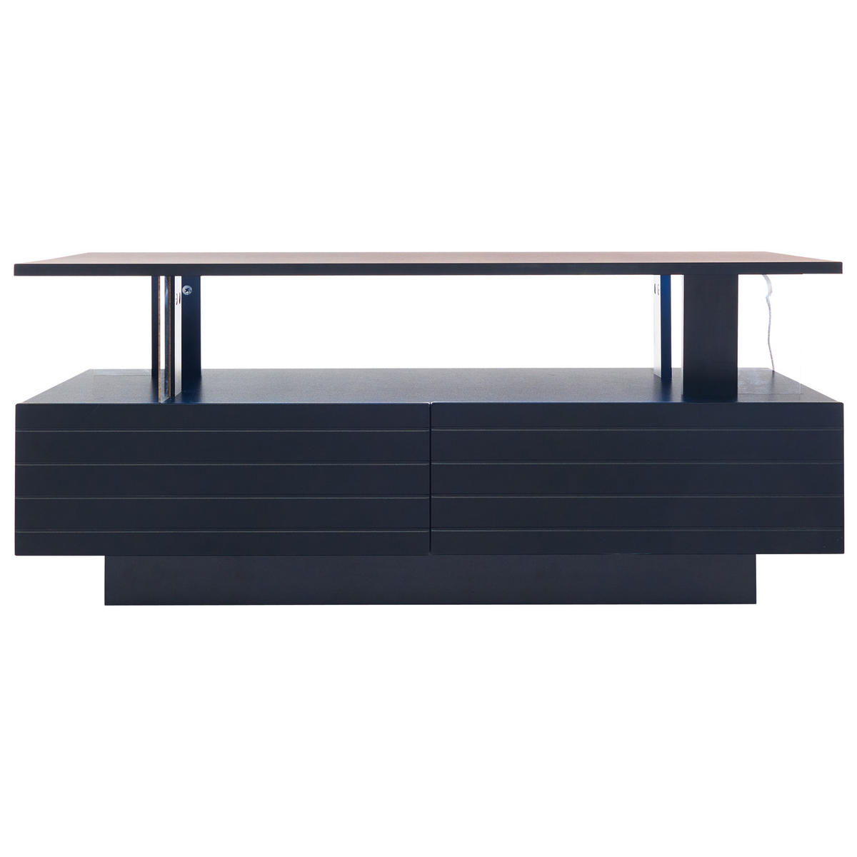 COUCHTISCH DE-37090 mit LED und 2 Schubladen Schwarz - Schwarz, Kunststoff (100/50/42cm) - ComfortXL