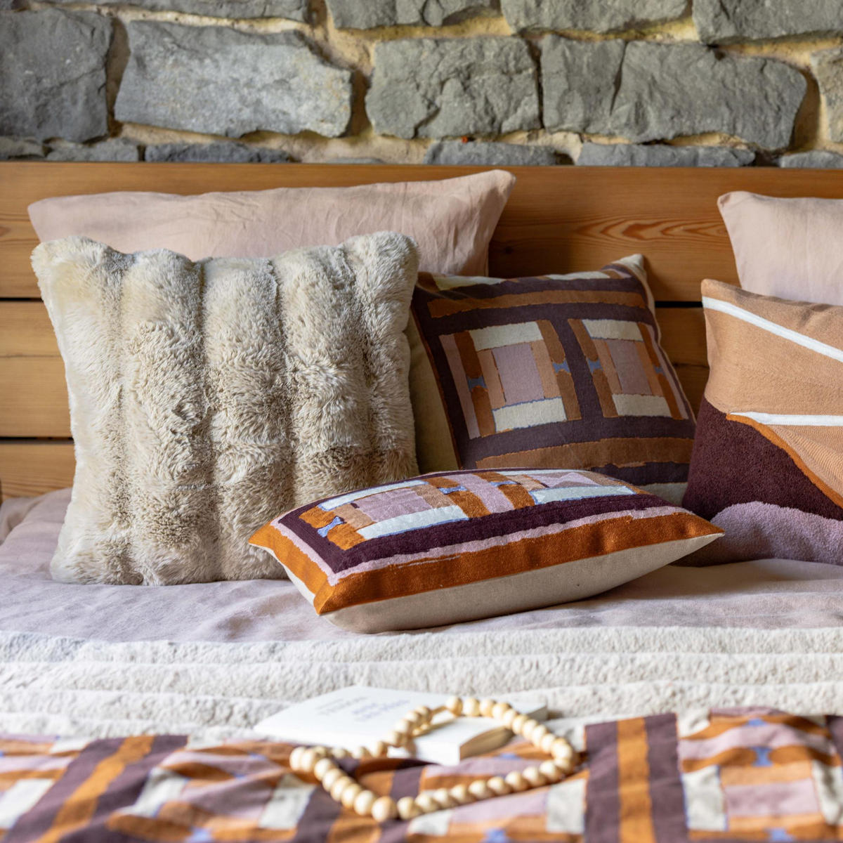 BESTICKTES KISSEN Taho kupferbraun 30 x 50 cm - Dunkelorange, Textil (30/50cm) - Vivaraise