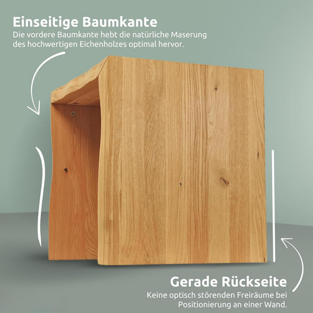 HOLZBANK EGON Eiche Massiv mit Baumkante 140x40x45 cm - Braun, Holz (140/45/40cm) - DELUKE