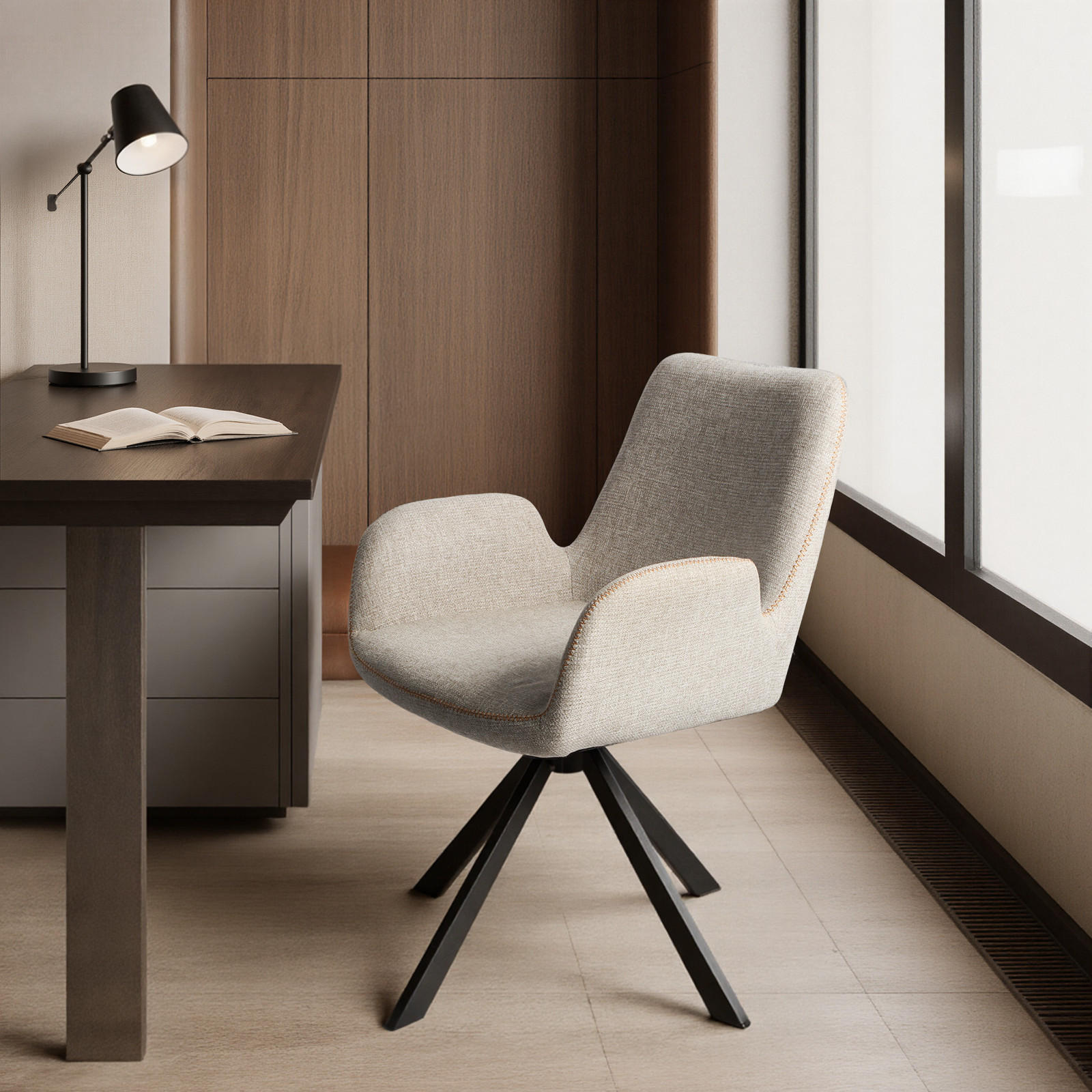 ARMLEHNSTUHL-SET 2 Stück in Stoff(YZ7) - Beige, Textil (56/82/59cm) - HOMAVO